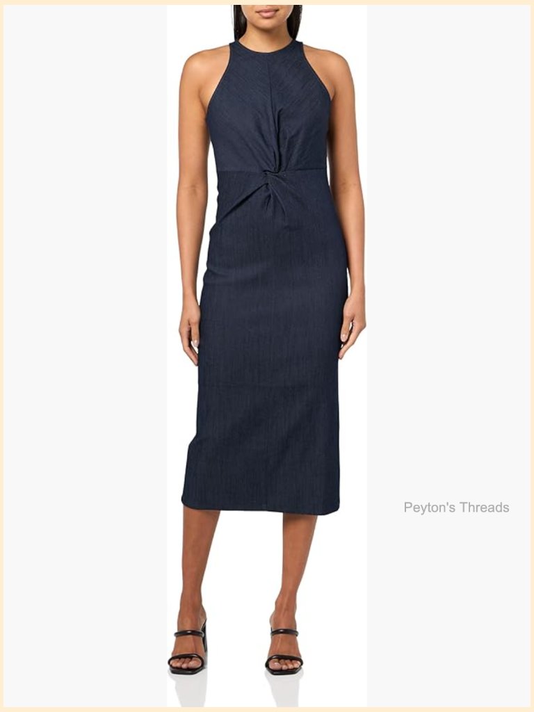 Sleeveless Midi Dress With Knot Detail And Hidden Zipper